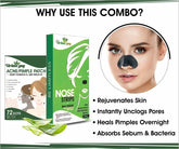 Urban yog Combo- Acne pimple patch-72dots & Nose Strips (4strips) with BHA serum - Face Care kit.